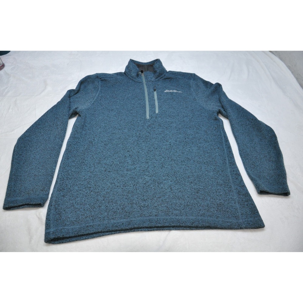 Eddie Bauer Sweater Mens Medium 1/4 Zip Pullover Chest‎ Pocket Outdoors